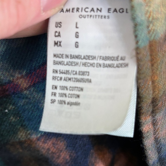 American Eagle Outfitters Green and Blue Plaid Shirt - Picture 4 of 4